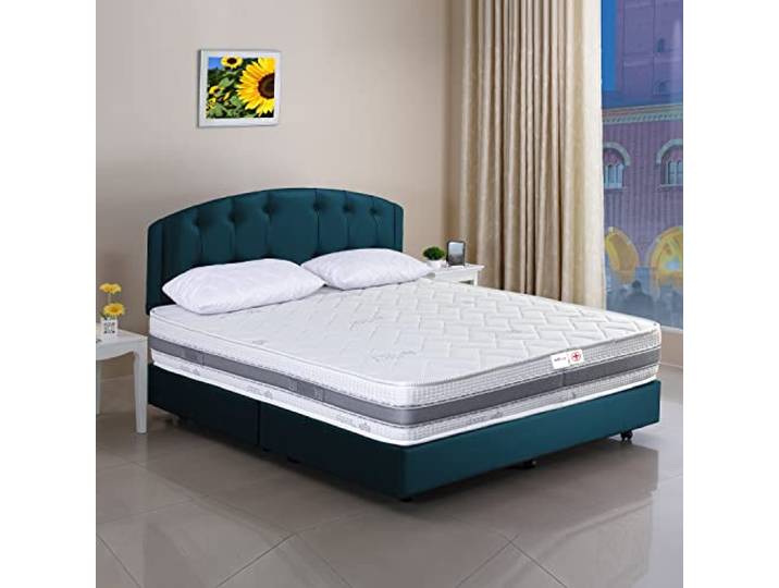 Matratze 400 unabhängige Taschenfederkernmatratze Comfort 7 Zonen + 1 Kissen 3D Naturfasern Einzelbett 85 x 195 cm