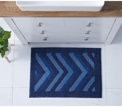 Empyrean Non Slip Shaggy Bath Rug Set - Chevron Design Ultra Soft Bathroom Mat