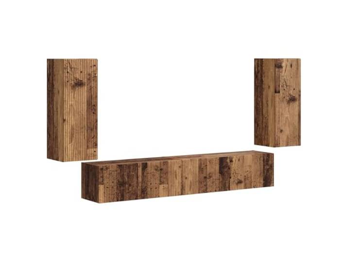 KTHLBRH TV-Möbel-Set aus Holz, 4 Stück Verstellbare Einlegeböden, leichtgängige Schubladen, robuste Griffe, schlankes Design, Mehrzwecknutzung
