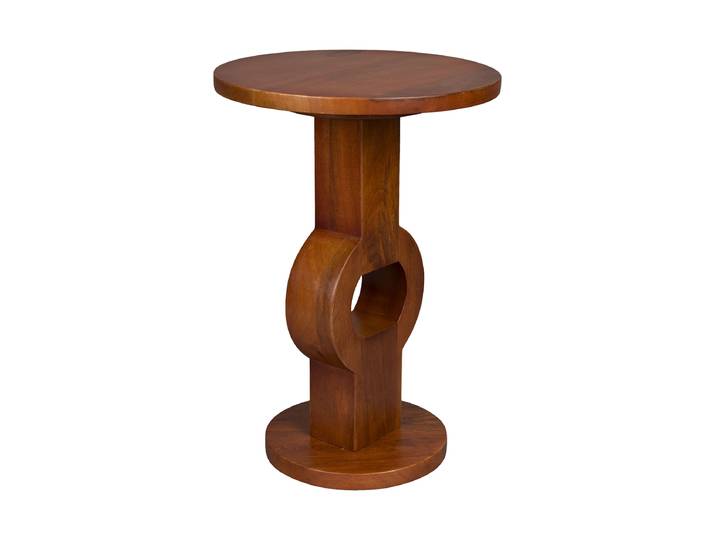 Design Beistelltisch „Tondo“ Ø 36 x 53 cm Mangoholz Dunkelbraun Dutchbone