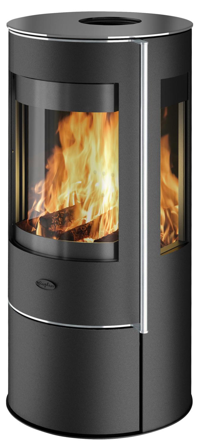 Fireplace K6240, Freistehende Feuerstelle, Geschlossen, Brennholz, Pellet, Schwarz, Drinnen, Rund