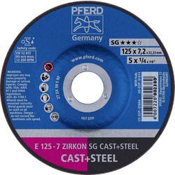 PFERD TOOLS 62212747 E 125-7 ZIRKON SG CAST+STEEL Schruppscheibe gekröpft Durchmesser 125 mm Bohrungs-Ø 22.23 mm Grau-/Sphäroguss, Stahl, Stahlguss 10 St.