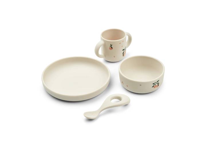 Liewood Set de vaisselle imprimé Vivi 4 pièces Peach-Sea shell mix