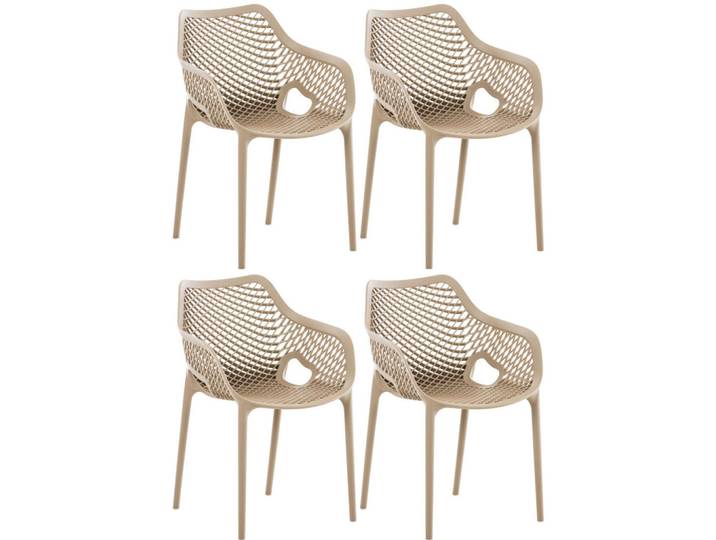 CLP Gartenstuhl 4er Set Kunststoff schlamm, Schlammfarben, 57x81x60 cm, Gartenmöbel, Gartensessel, Gartenstühle