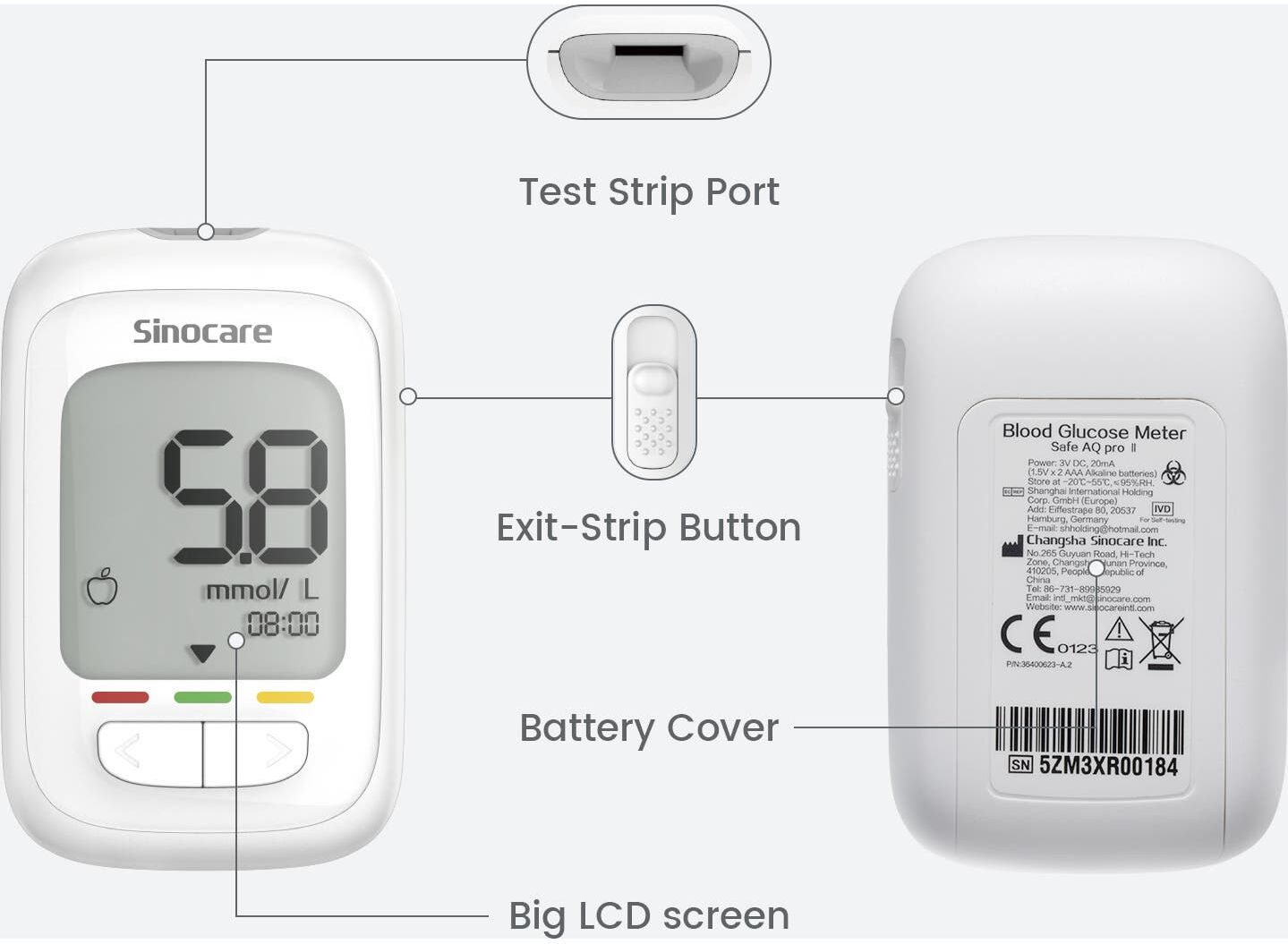 Sinocare Safe Aq Pro I Kit Glucómetro