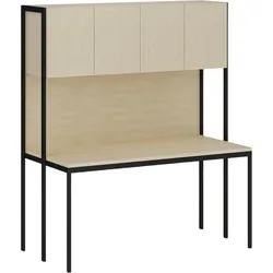 Schreibtisch mit Stauraum HOME OFFICE, schwarz/Birke