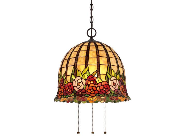 QUOIZEL Tiffany Hängeleuchte Rosecliffe, Multicolour, für Wohn- / Esszimmer, Glas, Tiffany