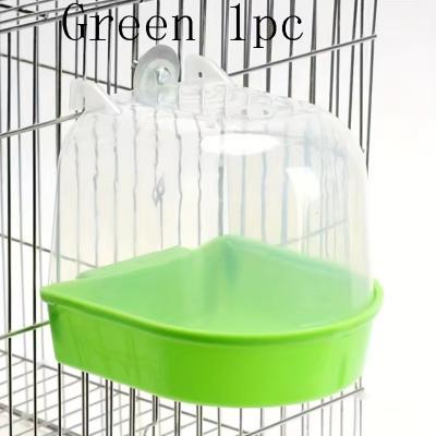 Inspired Finds Transparent Splash Proof Bird Bath Tub For Cage With Easy Grip Handle green