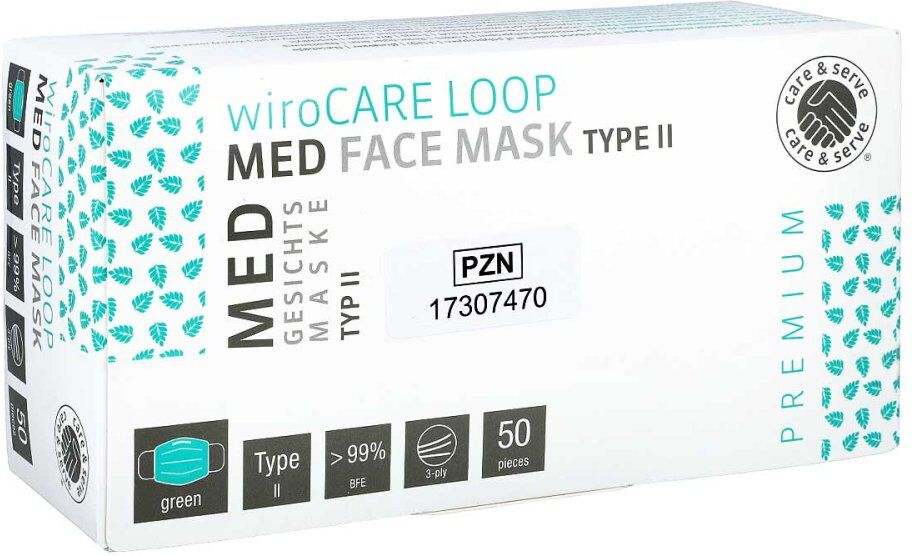 Op-maske Mundschutz 3lagig M.gummi Grün 50stk