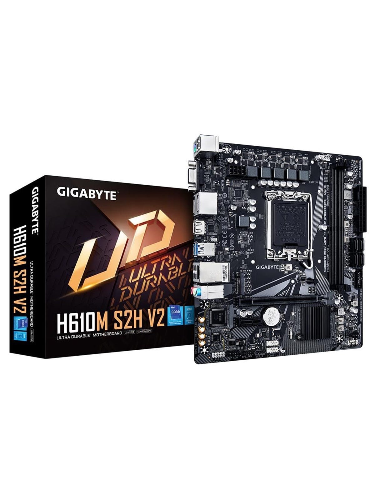 GIGABYTE H610M S2H V2 Mainboard - Intel H610 - Intel LGA1700 - DDR5 RAM - Micro-ATX