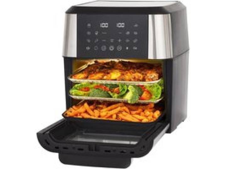 WOVREO Friteuse à air chaud 12 L mini-four multifonction avec rôtissoire 12 fonctions écran tactile LED noir