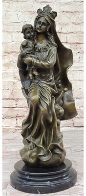 Bronzhaus Mother Virgin Mary Madonna Jesus Statue Figurine Bronze Sculpture Home Decor