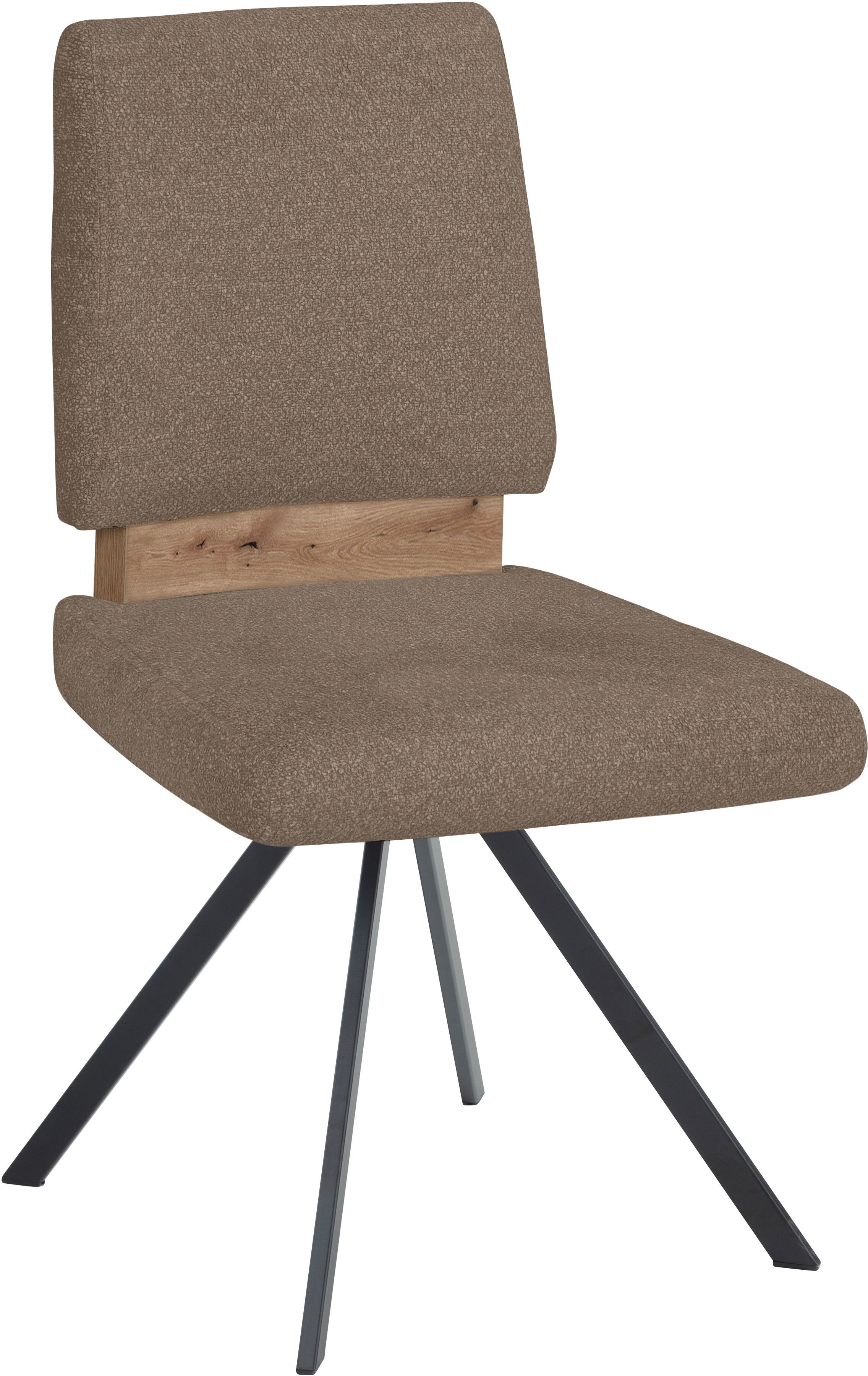 Esszimmerstuhl MASSIVLINE & MORE "Brügge 300", braun (mittelbraun, schwarz, mittelbraun), B:48cm H:92cm T:59,5cm, Holzwerkstoff, Metall, Stoff, Stühle, Esszimmerstuhl mittelbraun, schwarz, mittelbraun B/H/T: 48cm x 92cm x 59,5cm, 1 Stk., Microfaser Strukt