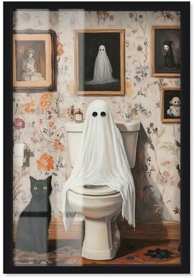 Spooky Bathroom Halloween Art Decor Shadowbox Print by Art Remedy