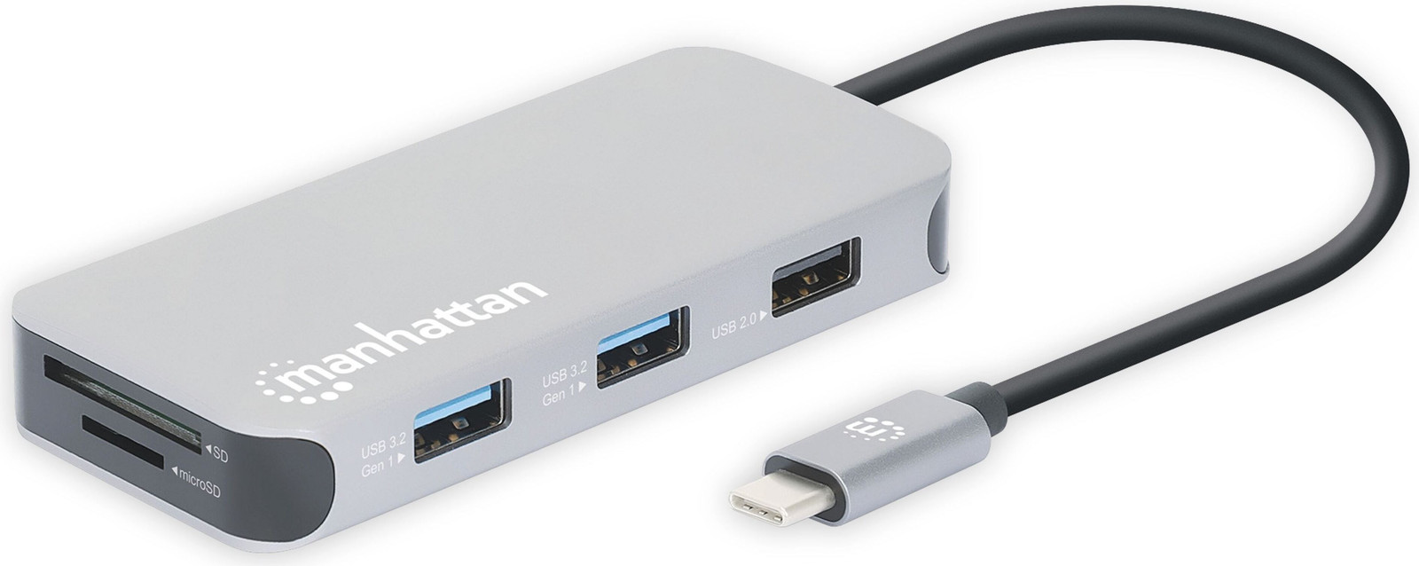 Manhattan 130615 USB-C dockingstation met 8 aansluitingen, HDMI, RJ45 en 3x USB-A