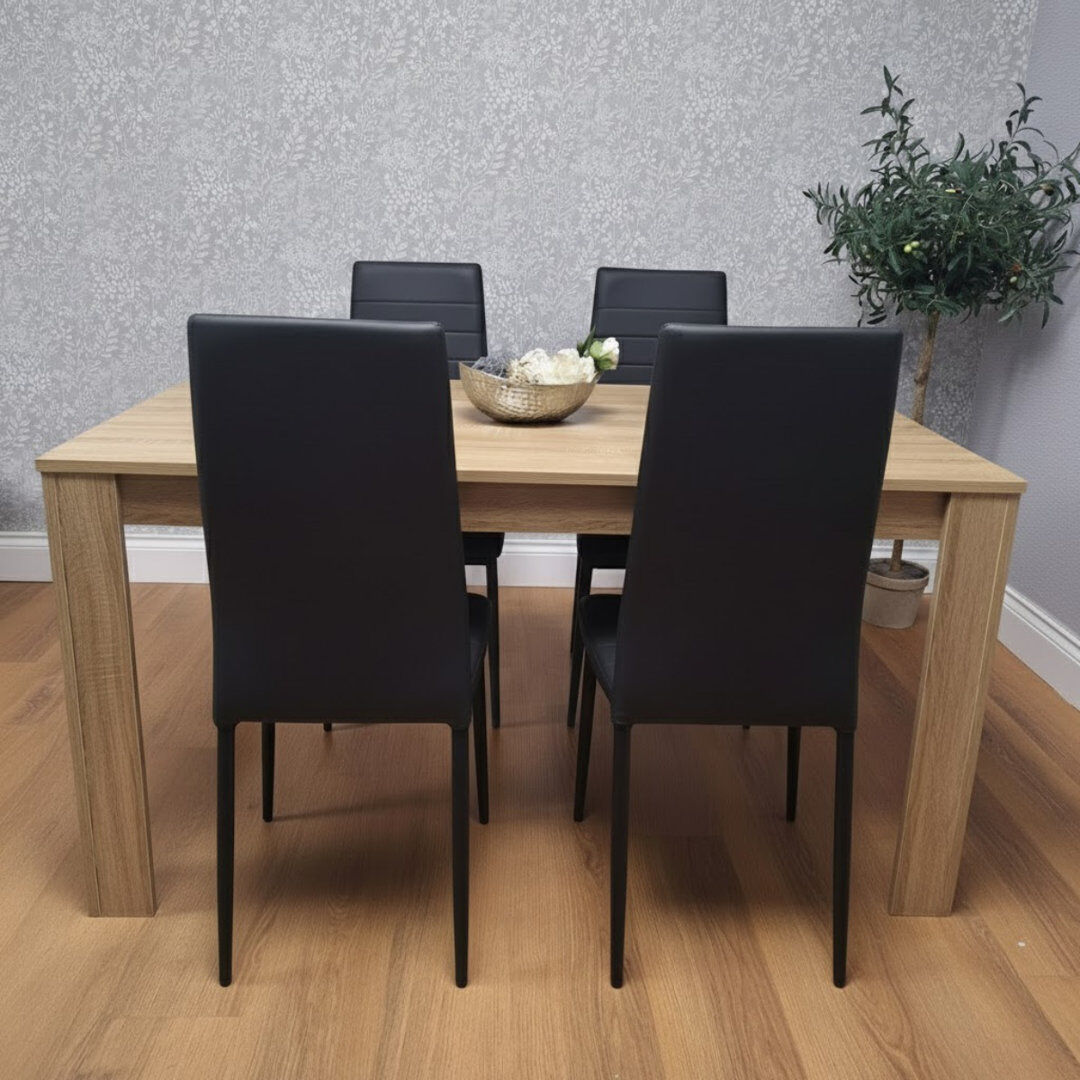 17 Stories Ineda 4 -Person Dining Set Oak 4