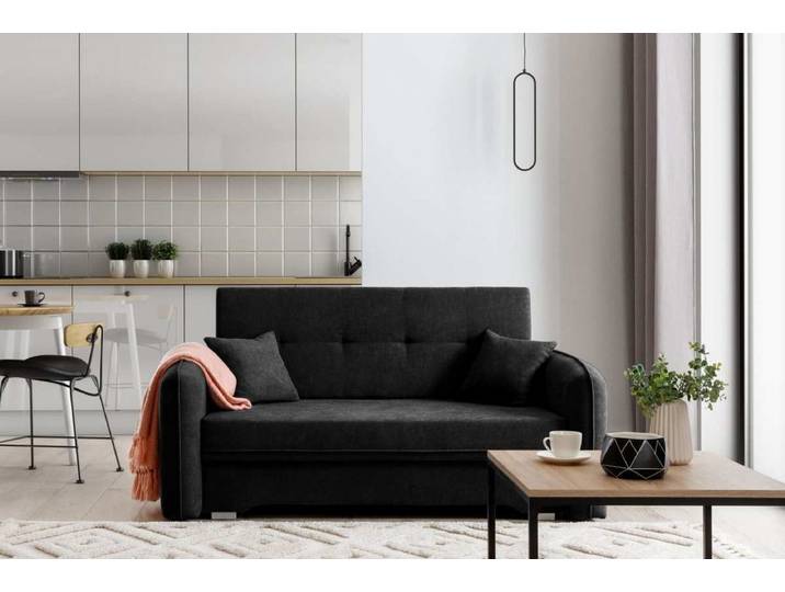 Designer Sofa Elayn mit Schlaffunktion - Schwarz - Luxusbetten24