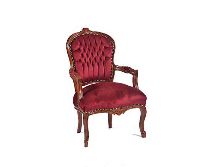 arterameeferro Barock Sessel Luis Holz braun Stoff rot