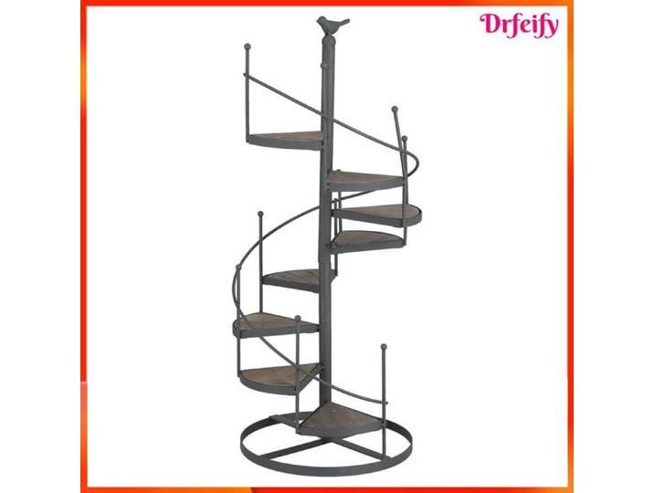 Support pour plantes - AKOZON - 23 x 56 cm - Fer & bois - Escalier en colimaçon - Multifonction