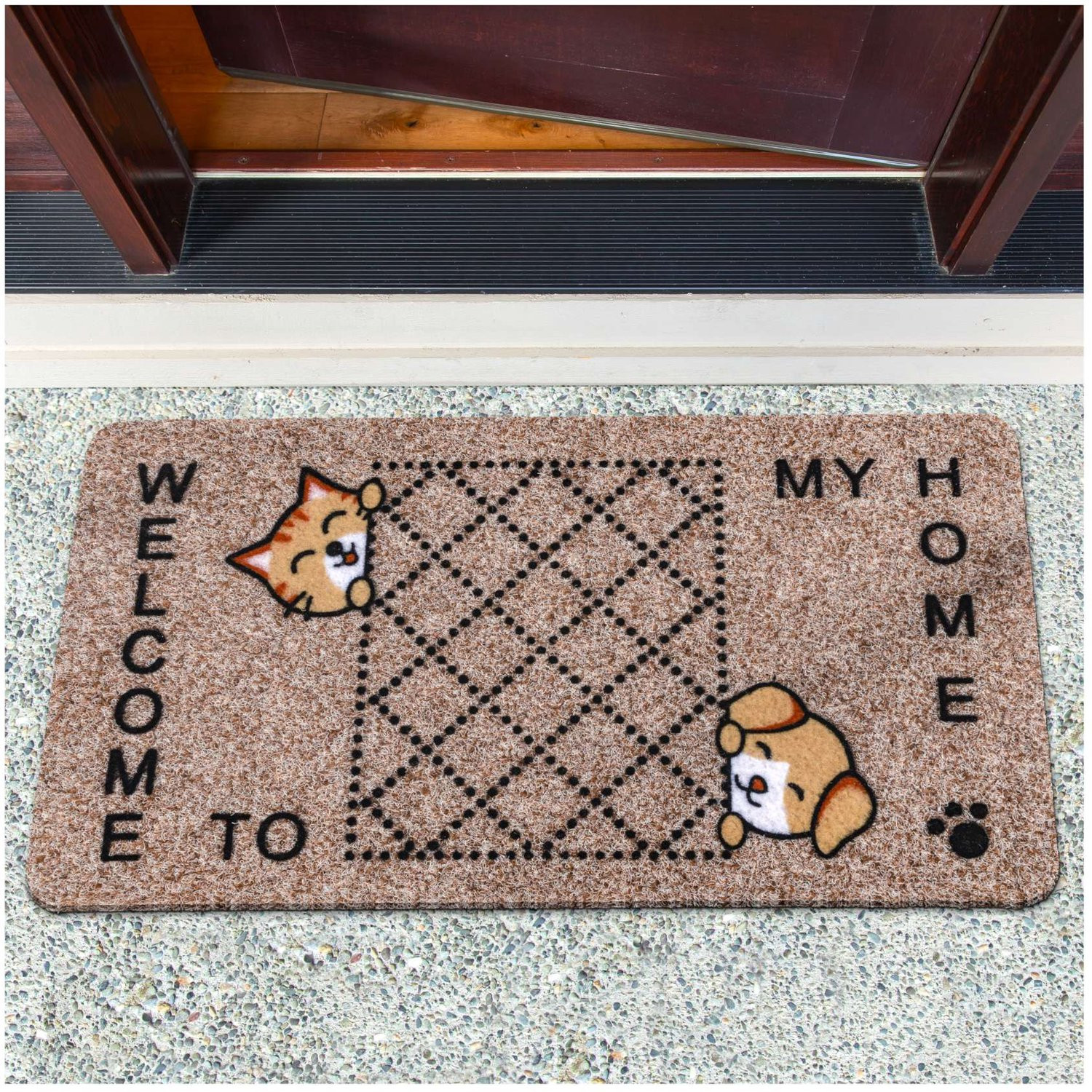 ANRO Welcome to my Home Deurmat Bruin 40 x 70 cm - Antislip - 3D-effect