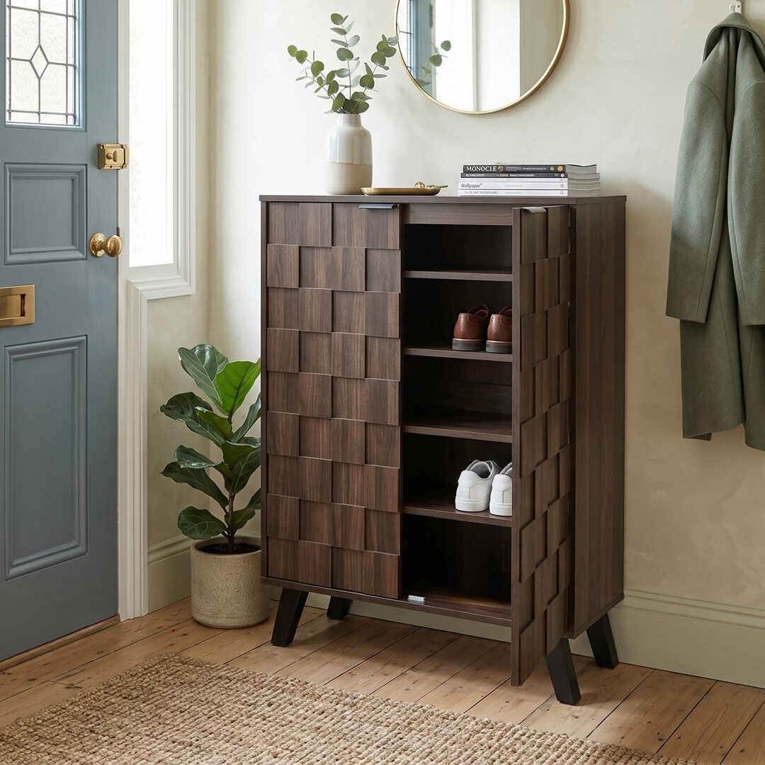 Brayden Studio 30 Pair Shoe Storage Cabinet Brown 30