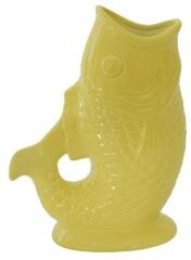 IH Casa Decor Ceramic Arched Tail Fish Vase Textured Yellow