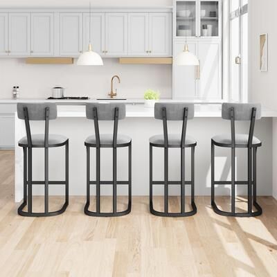 Garvee 8PCS Metal Bar Stools, Counter Height & Upholstered Back