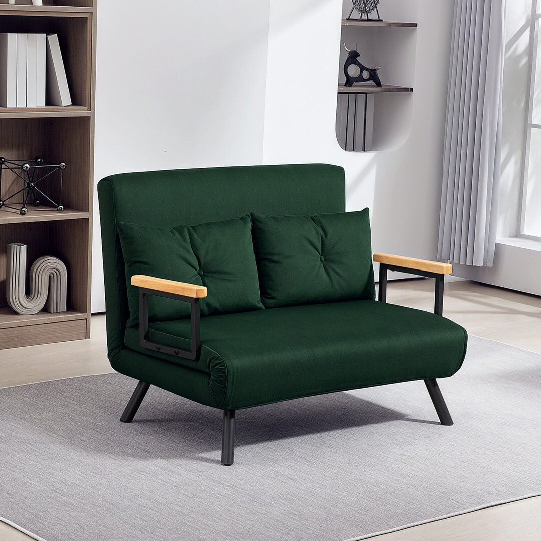 17 Stories HOMCOM Sofa Bed Click Clack Convertible Bed Settee Green 81cm H x 102cm W x 73cm D