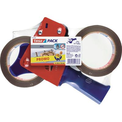 Tesa Packbandbroller + 2 Rollen Packband 50mmx66m braun (Sparpack) Packung mit 10 Stück