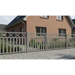 Aluminium Zaunelement Pellworm - Zaunfeld 200 x 110 cm, grau RAL 7045 – pulverbeschichtet, voranodisiert – inkl. Montageset für Gartenzaun