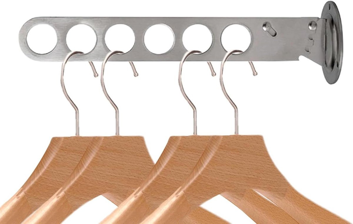 Wanddroogrek Textiel Organizer voor Kleding in Roestvrij Staal, Zilver, 28 x 7,4 cm