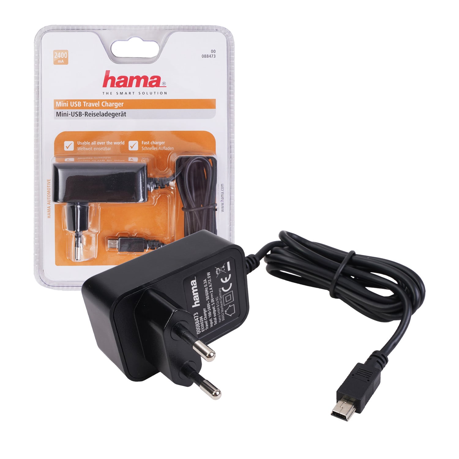 Hama Voeding met Mini-USB-connector, 2,4A, 12W