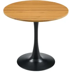 STILVORA Esstisch MDF Metall Holzfarben 80x80x76 cm rund im Tulpen-Design, pflegeleicht