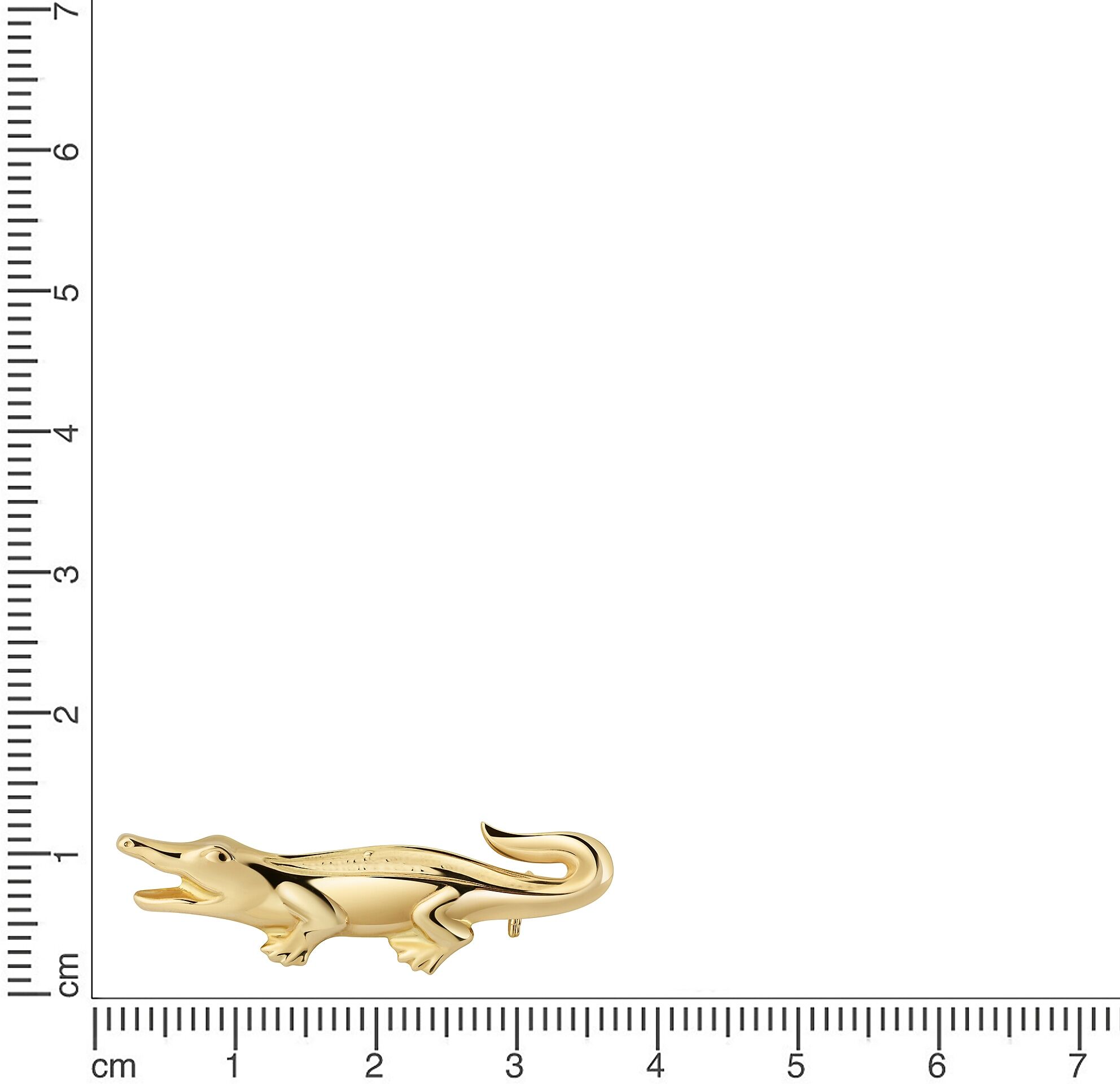 Brosche FIRETTI "Schmuck Geschenk Gold 375 Ansteckschmuck Krokodil", gelbgoldfarben, Broschen, Damen, Gelbgold 375, Brosche