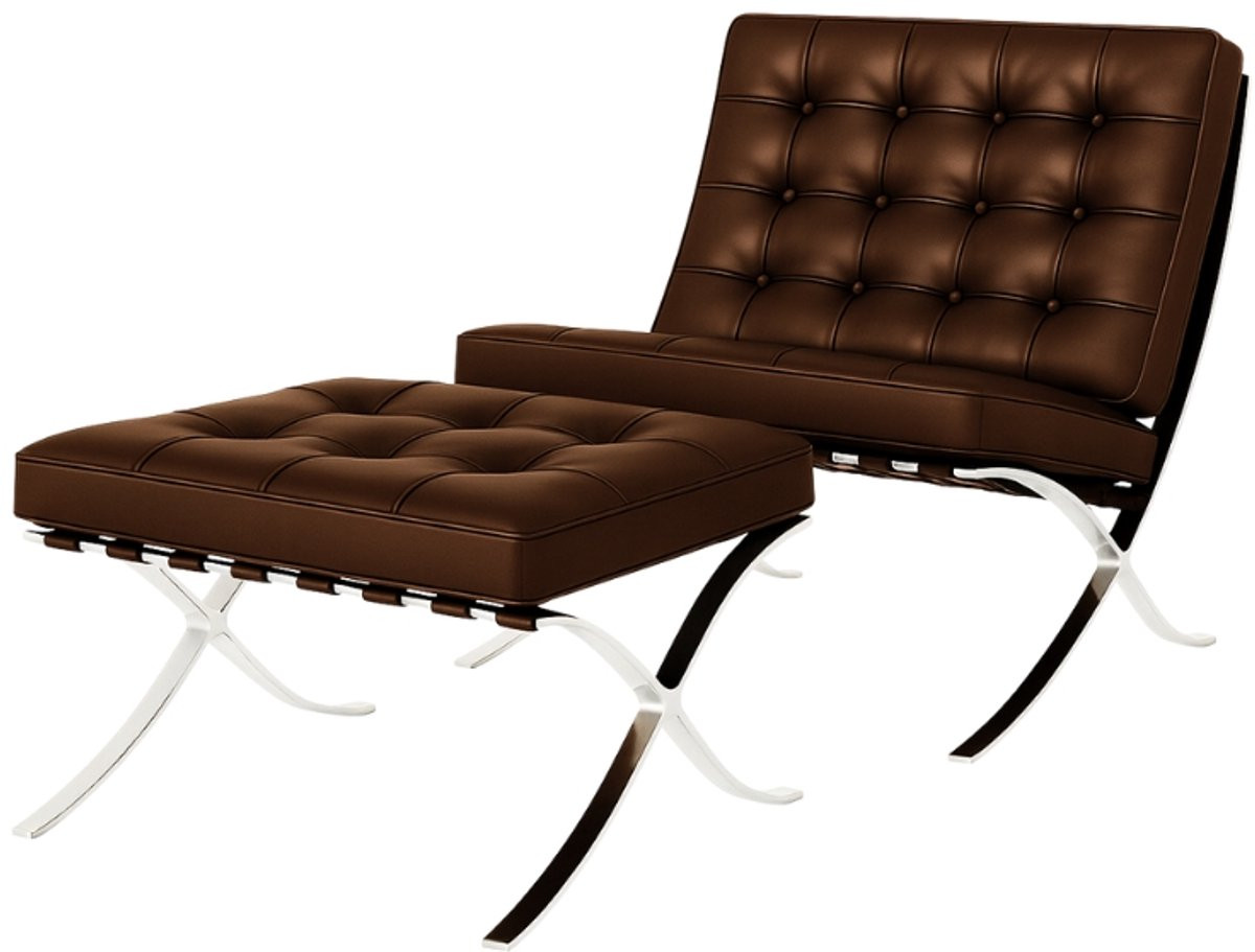 Oslo Chair met Hocker - Donkerbruin - Luxe Fauteuil en Stoel