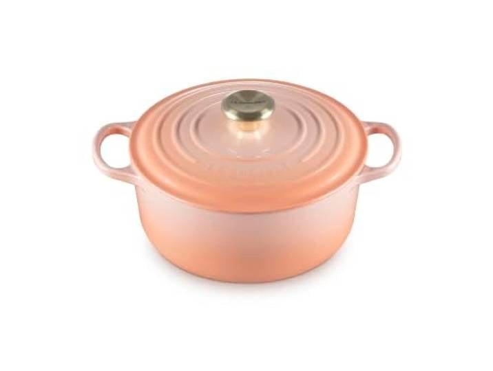 Le Creuset Signature Emaillierte gusseisenrunde Auflaufform mit Deckel, 24 cm, 4,2 Liter, Peche