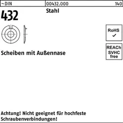 Scheibe DIN 432m.Außennase 21 Stahl 50 Stück