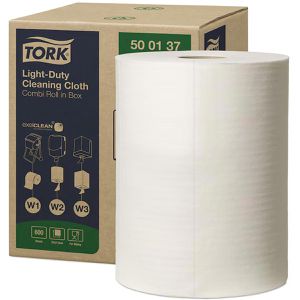Tork Putztuchrolle exelCLEAN, W1 / W2 / W3, aus Vlies, weiß, 1-lagig, 600 Blatt à 31,5 x 25 cm, wiederverwendbar, 1 Rolle