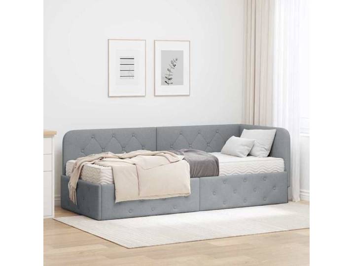 Moderne Cadre de lit d'angle - Gris clair - 80x200 cm - tissu - Lit couchage @FR 4195