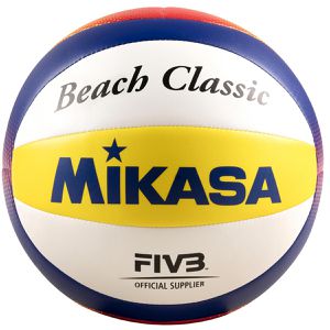 Mikasa Beachvolleyball Beach Classic, BV552C, Größe 5, weiß/blau/gelb, 280 Gramm, Trainingsball