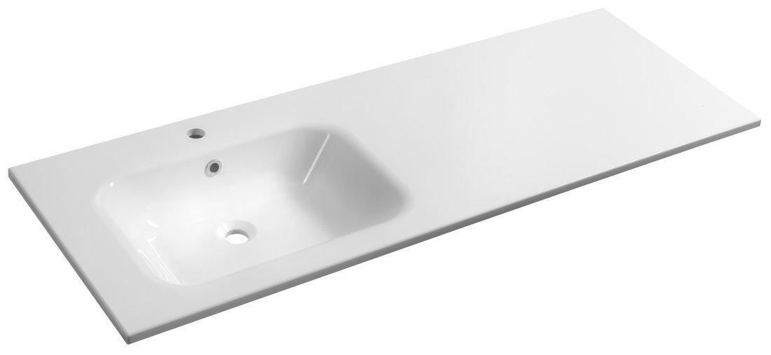 ARECA Gussmarmor-Waschtisch 141x51,5cm, links, weiß