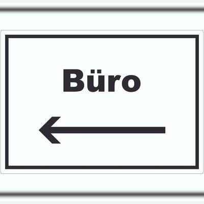 HB-Druck Büro Aufkleber mit Text und Richtungspfeil links Office Bureau waagerecht A0 (841x1189mm)