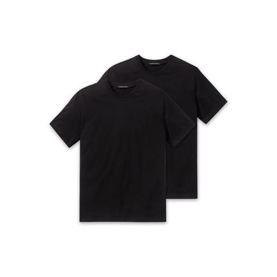 Unterhemd SCHIESSER "T-Shirt American T-Shirt 2er Pack", Herren, Gr. L, N-Gr, schwarz, Obermaterial: 100% Baumwolle CO., Unterhemden Unterhemd