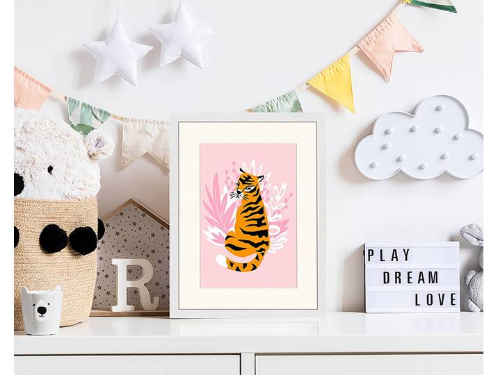 Tableau déco Cute Tiger 33 x 43cm Multicolore