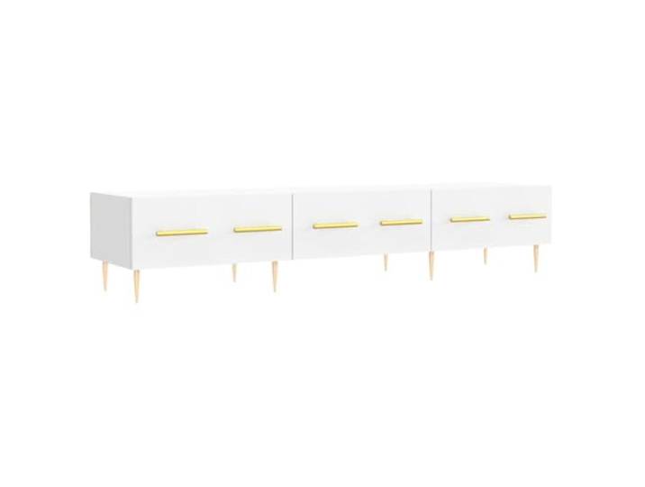 KGFHERENB TV-Schrank Weiß 150x36x30 cm Lowboard Kommode Praktisches Wohnzimmermöbel mit 3 Schubladen und stabilen Eisenbeinen für Zeitschriften, Zubehör und Dekoration.