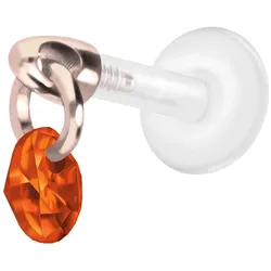 PTFE Labret mit Innengewinde + Titan-Aufsatz RUNDER KRISTALL