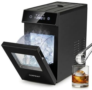 Costway 2 Inch Ice Ball Maker Countertop with Self-Cleaning and 8H Timer-Black