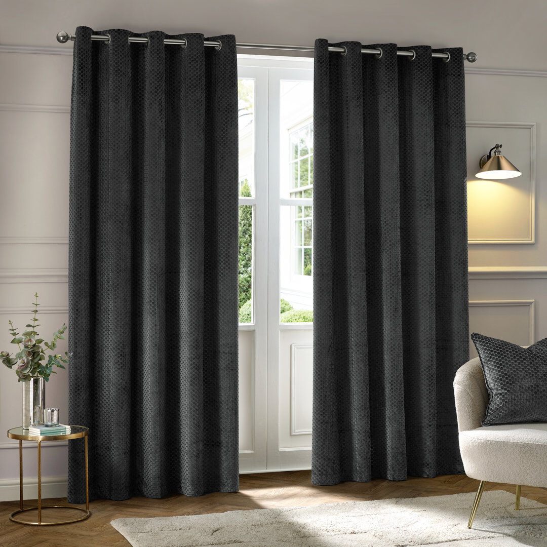 Paoletti Neptune Room Darkening Curtain Grey 229cm Width x 137cm Drop