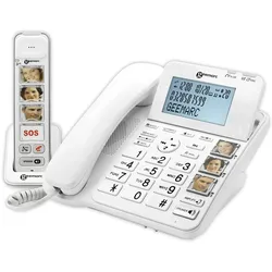 Geemarc AMPLIDECT COMBI-PHOTO 295 Schnurgebundenes Seniorentelefon Anrufbeantworter, Foto-Tasten Beleuchtete, Telefon, Weiss