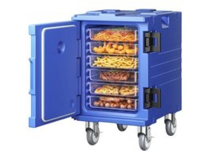 VEVOR Isolierter Lebensmittelbehälterträger, 82 Qt Hot Box für die Gastronomie, LLDPE-Lebensmittelbehälterträger mit einteiliger Schnalle, Frontlader mit Griffen, Endlader mit Rädern für Restaurant, Kantine usw.